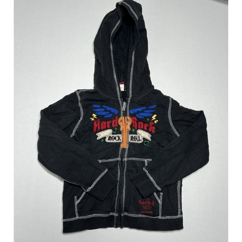 Hard Rock Cafe Rock n Roll Las Vegas Graphic Hoodie Boys Size Small 100%Cotton